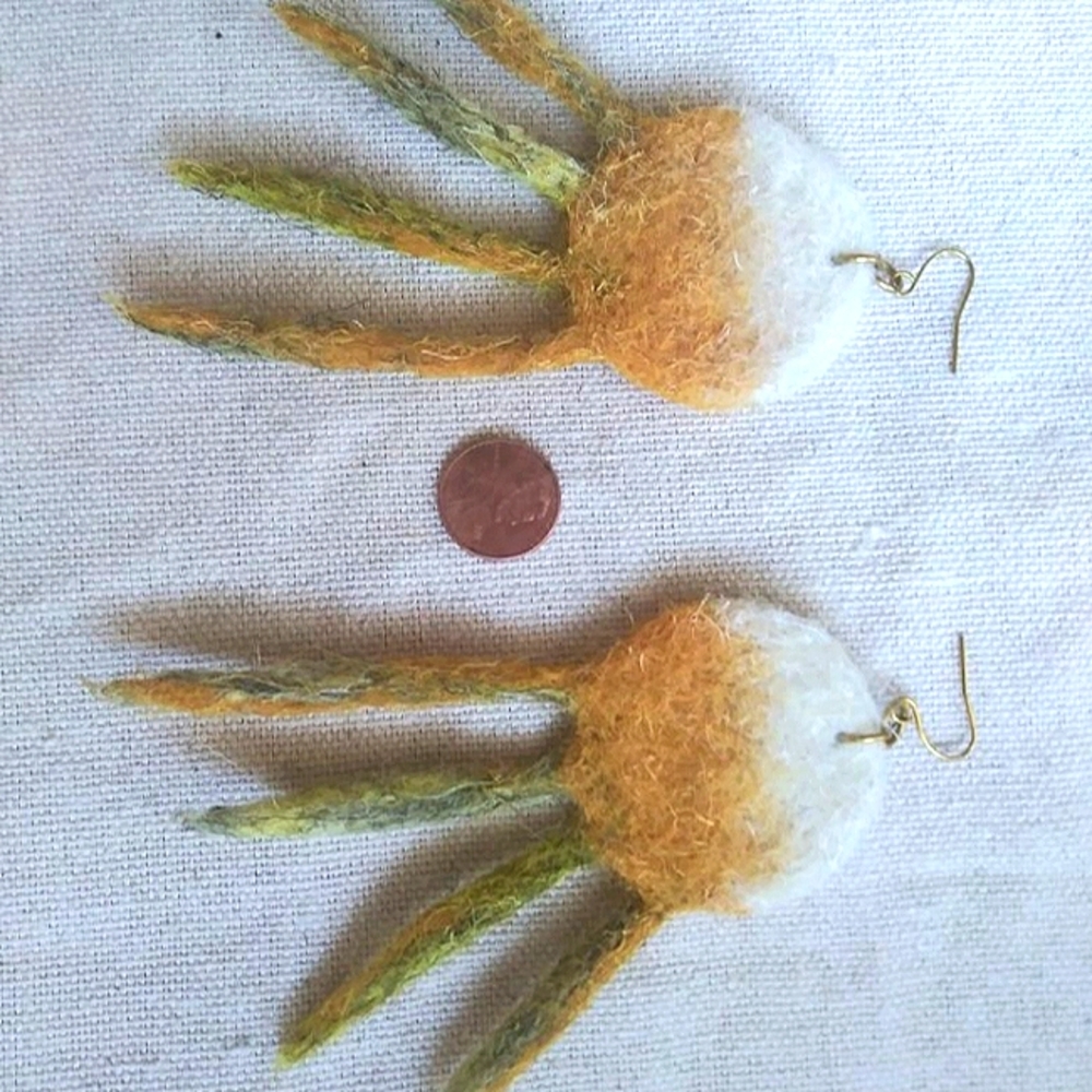COPY - 'Divided' Wool Statement Earrings - Picture 3 of 3